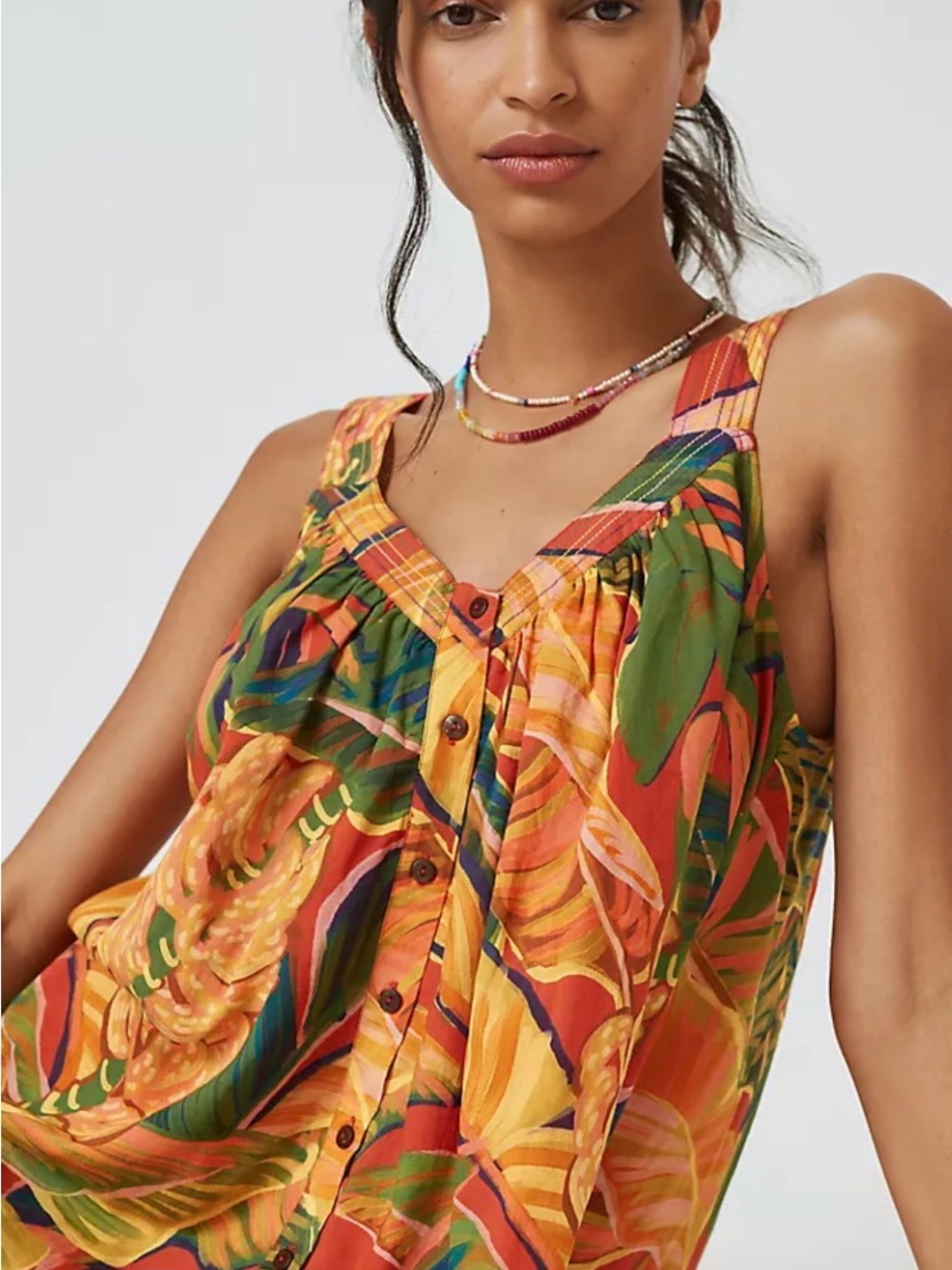 FARM Rio Vibrant Tropical Mini Dress in Orange & Green